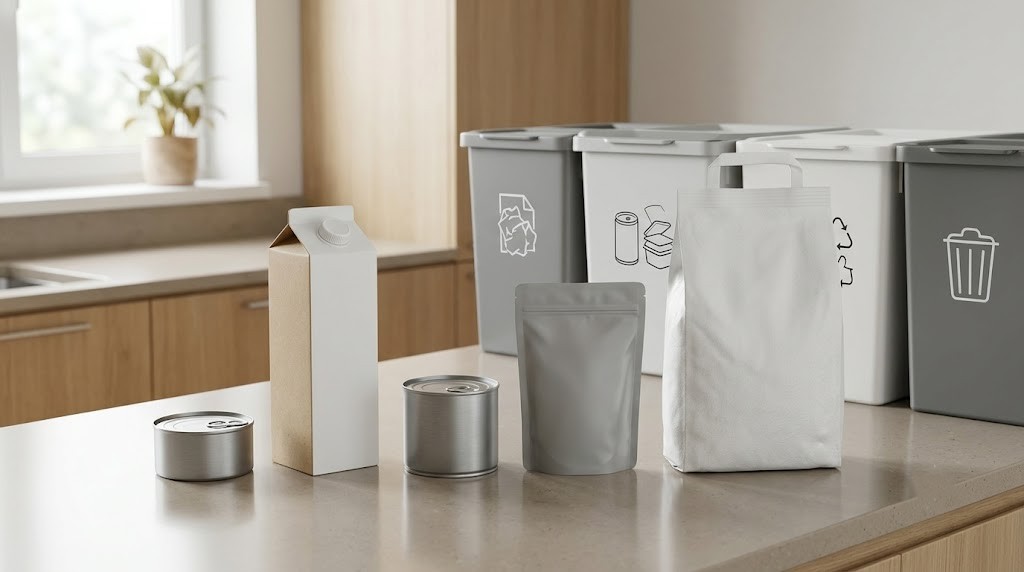 Different cat food packaging formats compared with European recycling options