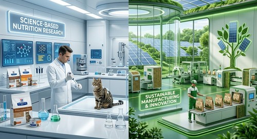 Comparing Hill's vs Purina sustainability practices and eco-friendly cat food manufacturing 2026.