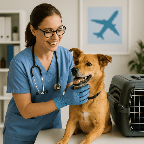 Dog and cat health check before pet travel