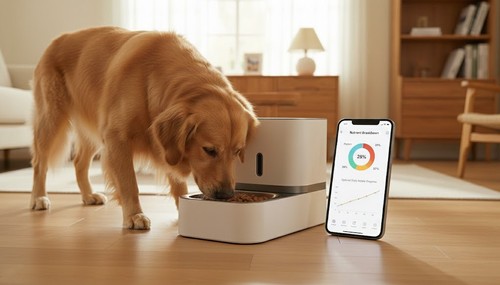 Smart feeder adjusting pet diet with AI